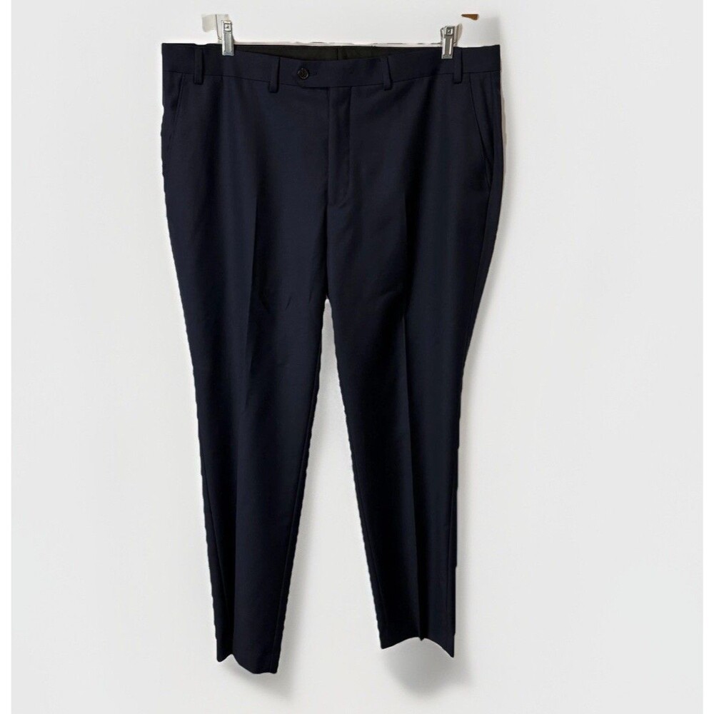 Lauren Ralph Lauren Mens Dress Pants Navy Blue Wool Blend Natural‎ Stretch 38x30